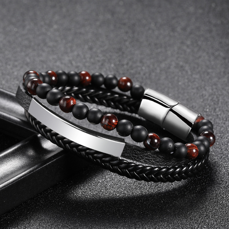 BLACK Three layers of red tiger eye