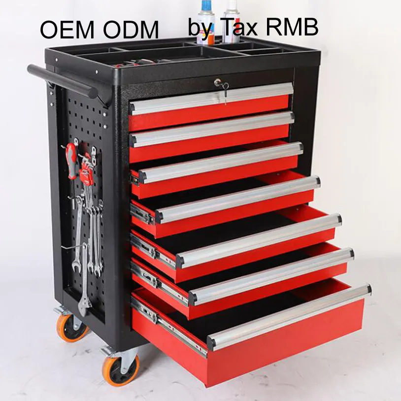 OEM ODM-Carro de Metal rodante con 7 cajones, carrito de herramientas para Taller, caja de mantenimiento y reparación de automóviles, industria