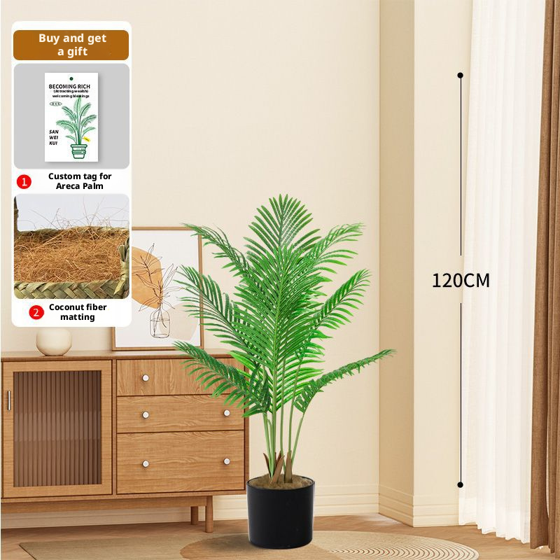 Palmier Areca vert 120CM, 8 tiges 8 feuilles Pot original