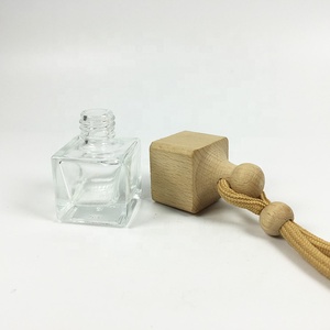 8毫升10毫升15毫升透明悬挂汽车扩散器瓶方形扩散器瓶带木盖汽车 - Product Image 6