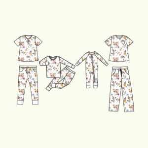 Qingli OEMカスタム工場親子服花と木のプリント竹生地関税なし