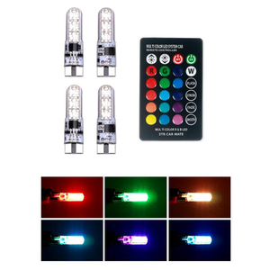 1 çift araba LED geniş ışık silikon T10 RGB 5050 6SMD yüksek parlaklık 7 renk uzaktan kumanda ile 12V küçük ışıklar yanıp - Product Image 3