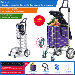 Jielai 6/8 Bánh Xe Có Thể Gập Lại Tay Kéo Xe Hợp Kim Nhôm Gấp Siêu Thị Hàng Tạp Hóa Mua Sắm Giỏ Hàng - Product Image 5