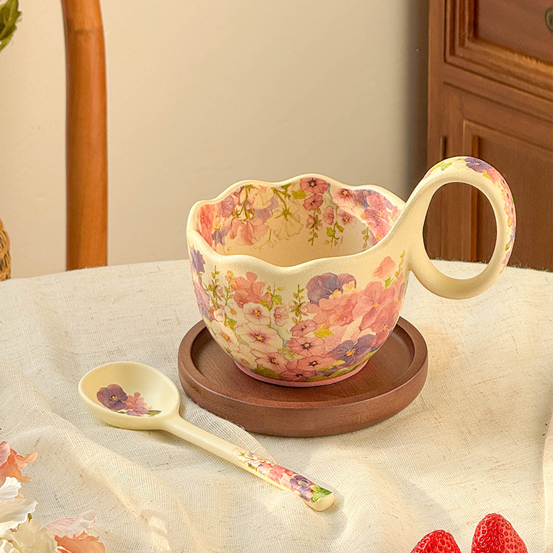 Plateau cuillère tasse rose