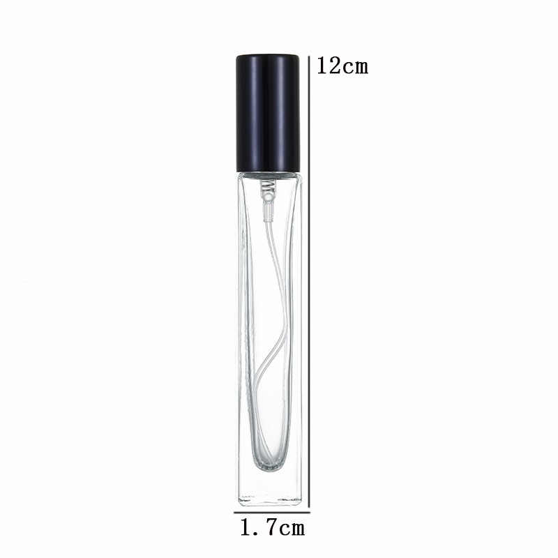 Square bottle with black lid