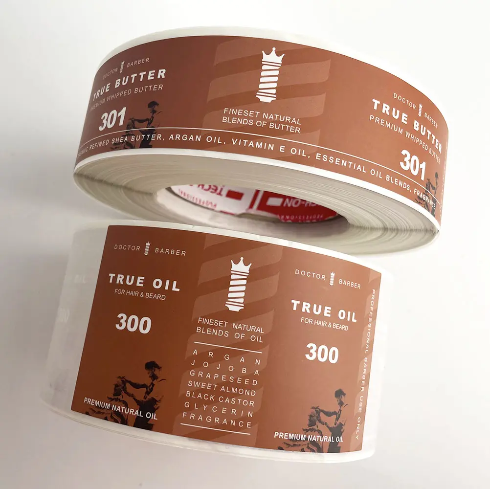 Logotipo personalizado pegatinas etiquetas rollo vinilo impermeable mate etiqueta cosmética para tarro