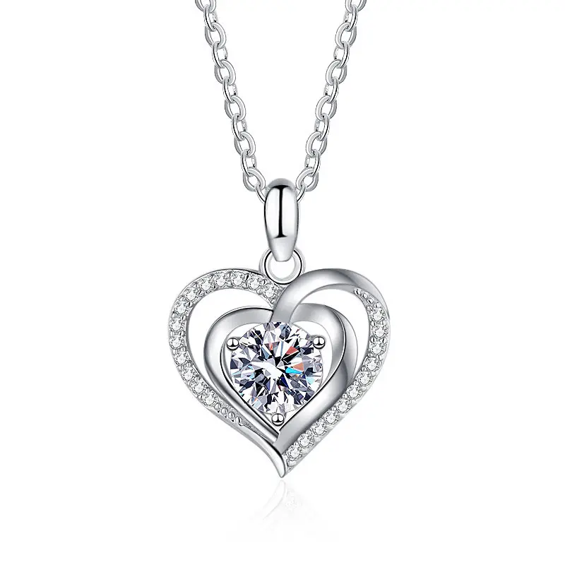 Collana cuore Moissanite collana personalizzata diamanti in argento Sterling collana regalo per donna