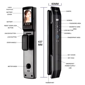 Hot Selling Tuya Security Smart Locks Automatic 3D Face Recognition WiFi <strong>Network</strong> <strong>Connected</strong> Smart Biometric Door Lock - Product Image 2