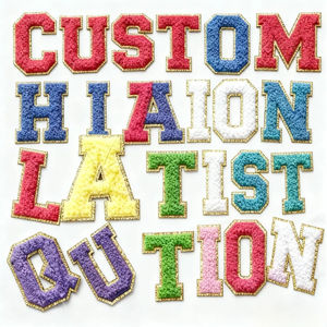 Многоцветные тканевые нашивки с вышитыми буквами и кружевом - Product Image 1