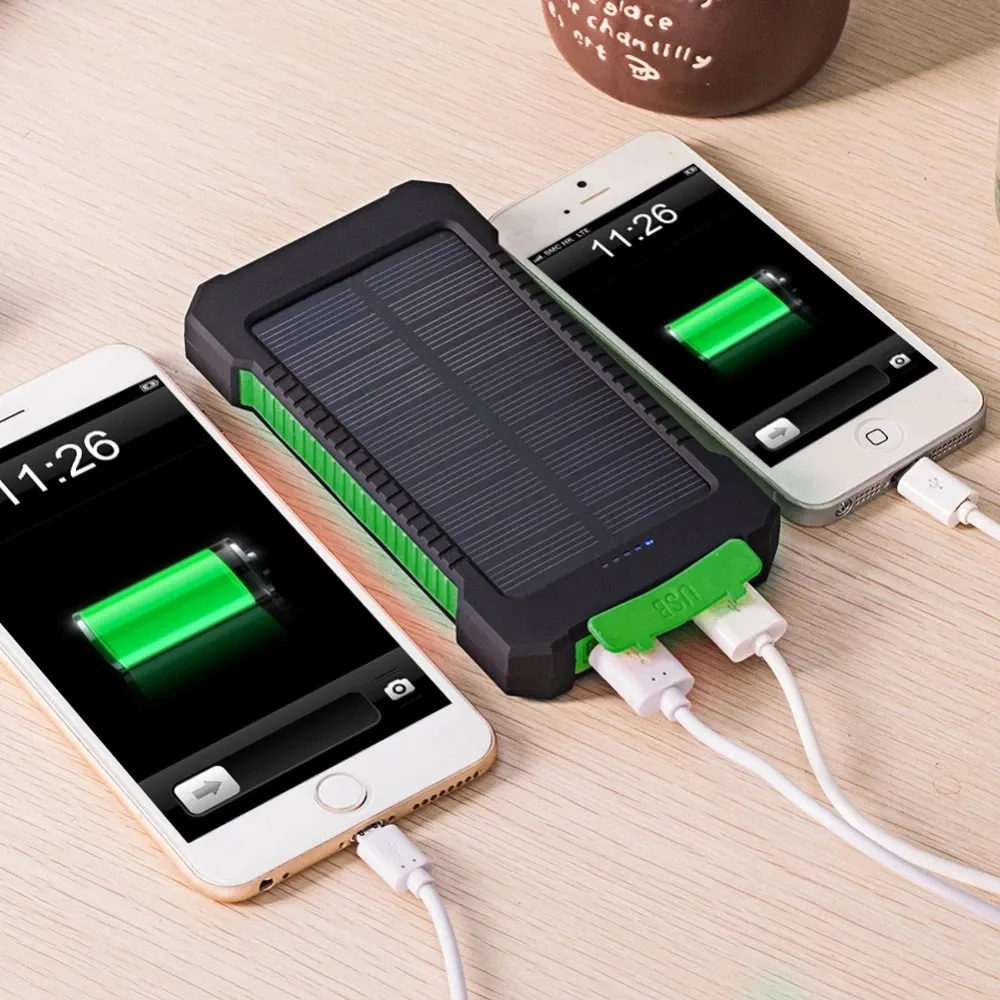 2022 Top Sell Solar Power Bank Wasserdichtes 20000mAh Solar ladegerät 2 USB-Anschlüsse Externes Ladegerät Telefon Pover bank mit Licht