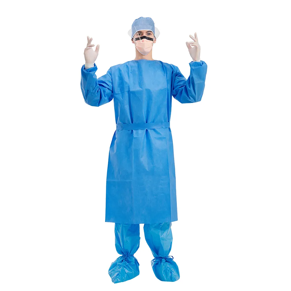 Vestido cirúrgico estéril sms smms, vestido cirúrgico sms descartável ce 510k verde cruz hospital roupas aami nível 4