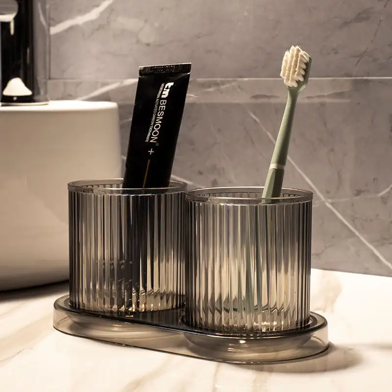Transparente Luxo Mouthwash Cup Família Banheiro Lavagem Escova Dentes Cup Toothbrush Conjunto Casal