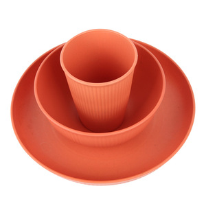 18pcs חיטה בלתי שבירה סטים dinnerware סטים מטבח שמיש מחדש צלחות קערות וקערות סטים