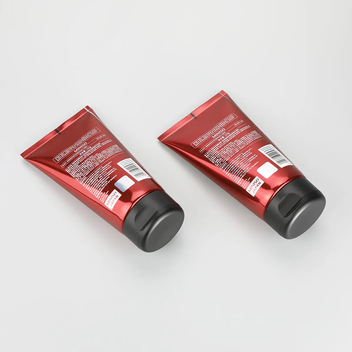 Tubo de embalagem para rosto, tubo de alumínio laminado de 5 camadas para homem, de plástico vermelho, alto brilhante d50mm 100g com tampa superior preta