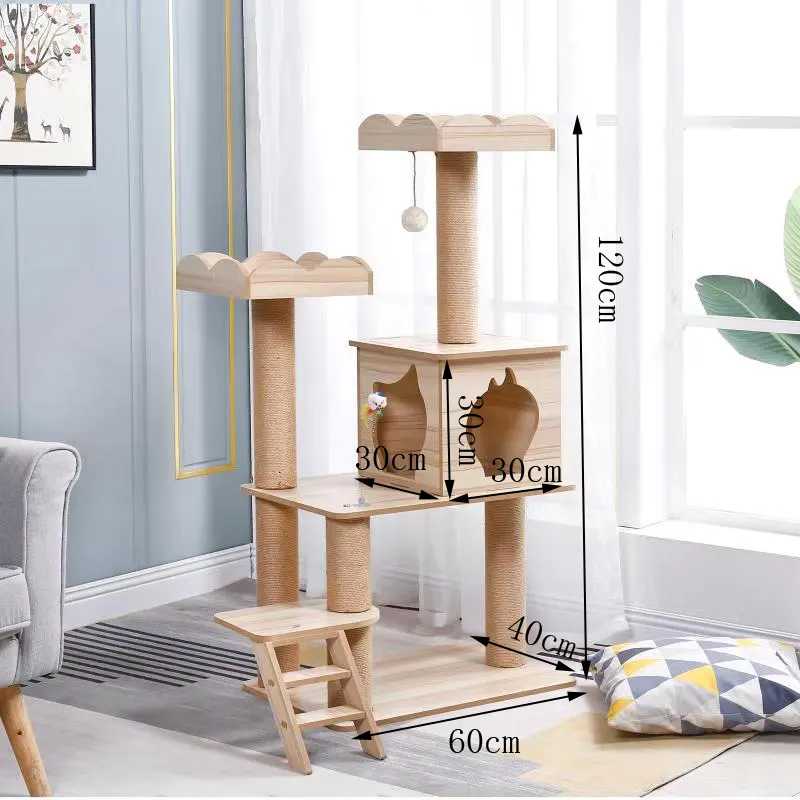 Venta al por mayor respetuoso del medio ambiente de la naturaleza de Sisal de lujo de crear su propio personalizado gato árbol grande juguete Torre caliente con franela