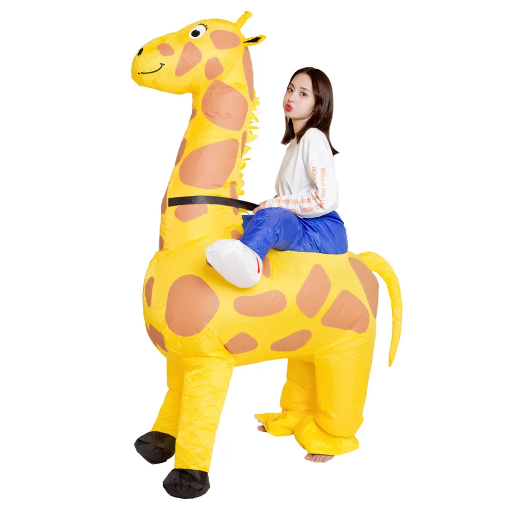 Disfraz de jirafa inflable gigante para fiesta, disfraz de jirafa de tamaño real para bebé y Niña adulta, mascota inflable de ciervo para promoción