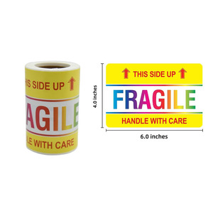 Glass Design Fragile Stickers Thank You Shipping and Packing Warning Stickers Permanent <strong>Adhesive</strong> This Side <strong>up</strong> Shipping Packing - Product Image 5