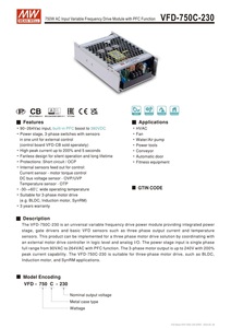 MEAN WELL Módulo de accionamiento de frecuencia variable de entrada de CA de 750W con función PFC meanwell power - Product Image 2