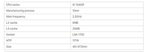 CPU Core gen 12. i5 12400F 2.5 GHz für Desktop-Gaming-Computer