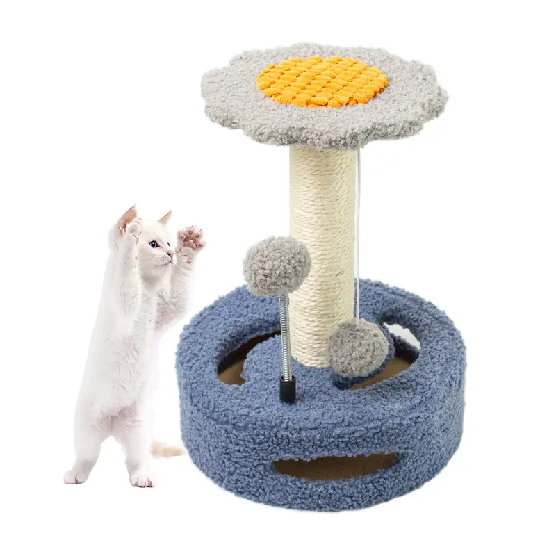A basso prezzo colorato simpatico gatto scratcher scratching sisal post con supporto da arrampicata gatto tiragraffi