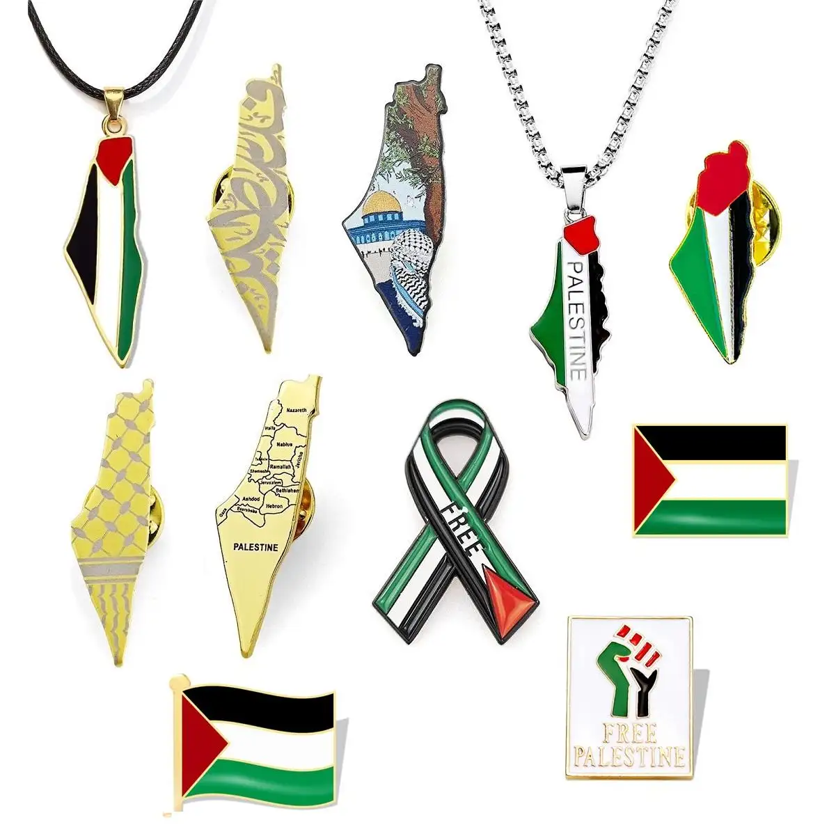 Pin de bandera de Palestina, diseño de mapa, insignia de Pin de Palestina esmaltada, Handala broche de chapado en oro, insignia de PIN de Palestina