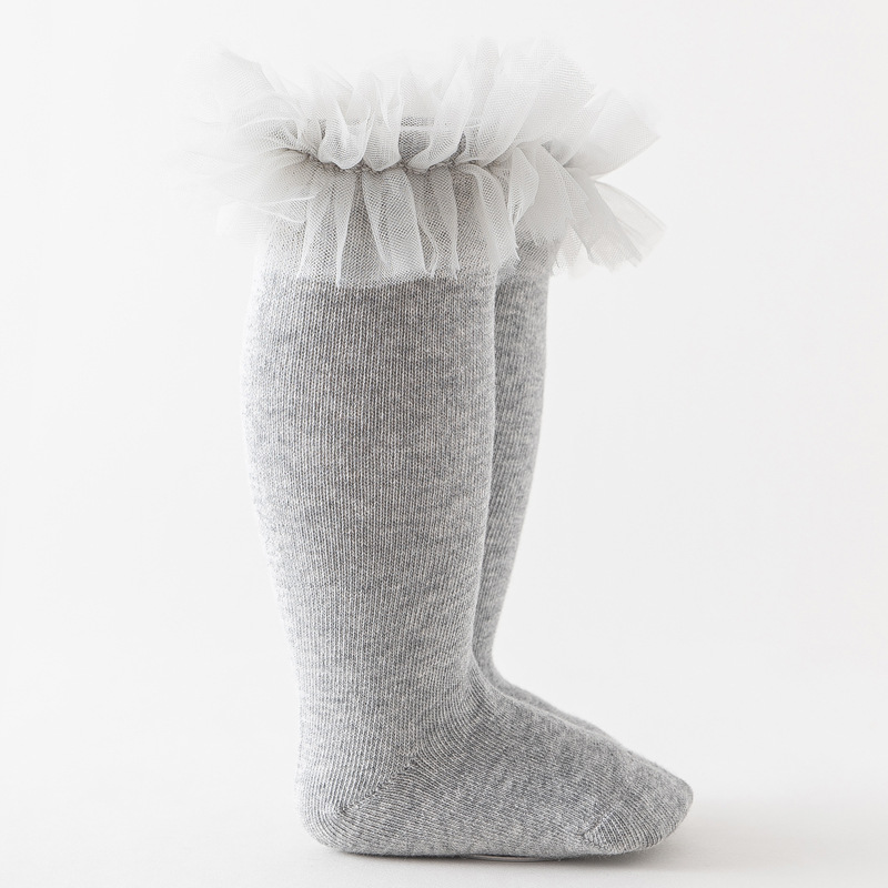 Gris bebé niñas Icing Ruffle Boot Calcetines