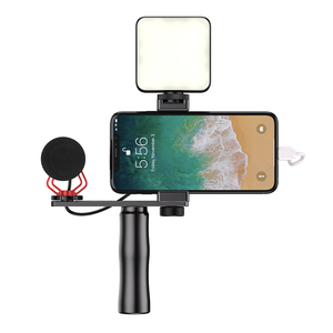 Smartphone Video 3 Shoe Mounts <strong>Filmmaking</strong> Handheld Phone Video Stabilizer Grip Vlogging <strong>Kit</strong> with Video Microphone for iPhone - Product Image 1