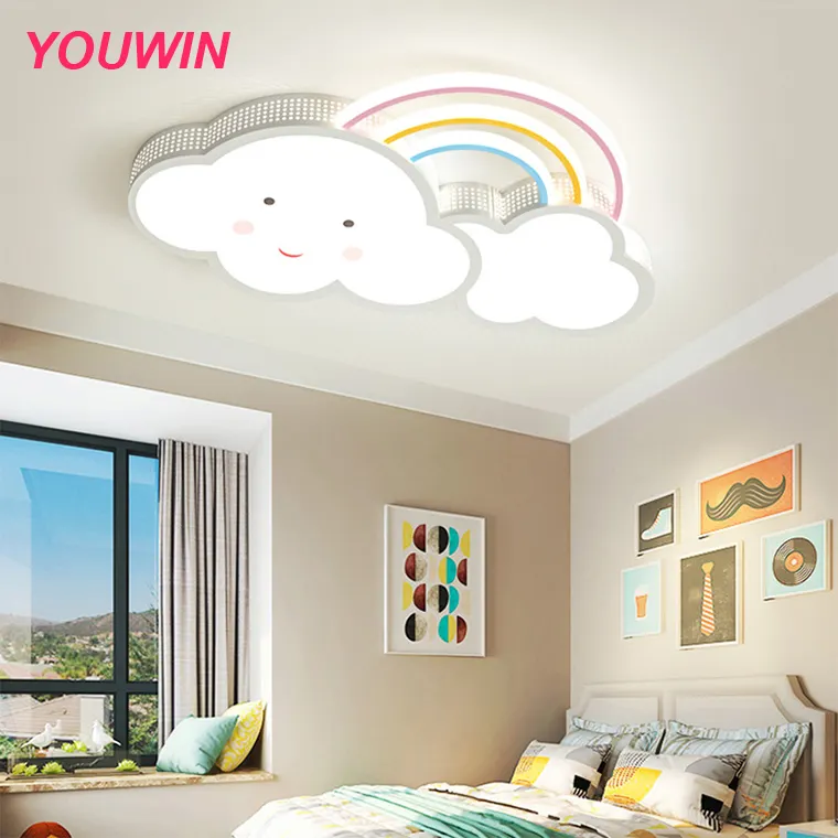 Lampe de Chambre d'Enfant en Acrylique Ultra-mince Dessin Animé Nuage Creative Led Plafond Chambre à Coucher Lampe de Salle d'Étude Plafonniers en Fer Moderne