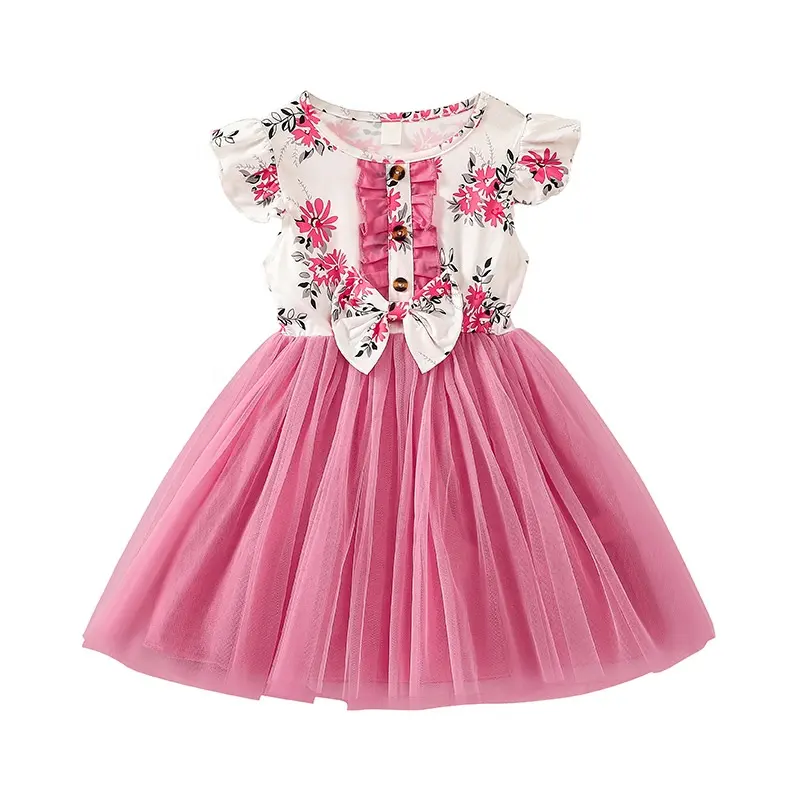 Vestito per bambini bambini 1-6 anni abbigliamento manica corta Sweet Beauty Flower Girls' Dresses