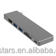 Adaptador <span class=keywords><strong>com</strong></span> HDMI + <span class=keywords><strong>USB</strong></span> 3.0 + <span class=keywords><strong>USB</strong></span>-C <span class=keywords><strong>USB</strong></span>-C + SD/TF Leitor de Cartão de Portas, <span class=keywords><strong>com</strong></span> a Função de Entrega de Potência