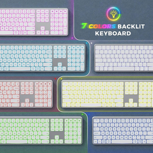 Su misura tastiera senza fili Muti-dispositivo ricaricabile RGB tastiera retroilluminata con Numpad compatibile per PC portatile - Product Image 6