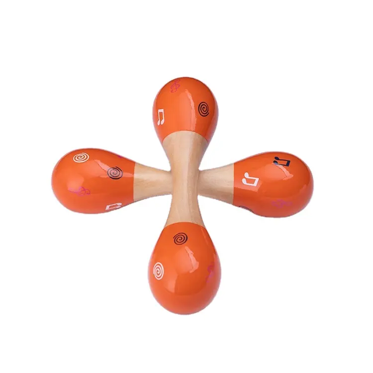 Maracas Promoção de vendas Brinquedo barato instrumento musical popular colorido mini maraca dupla de madeira