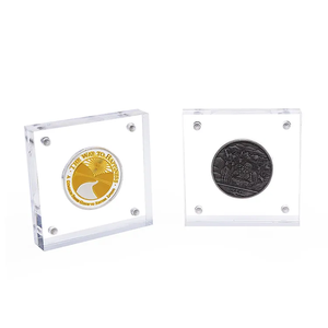 Manyetik bağlantı elemanları ile toptan şeffaf akrilik sikke ekran standı sikke ekran kutu çerçevesi - Product Image 5