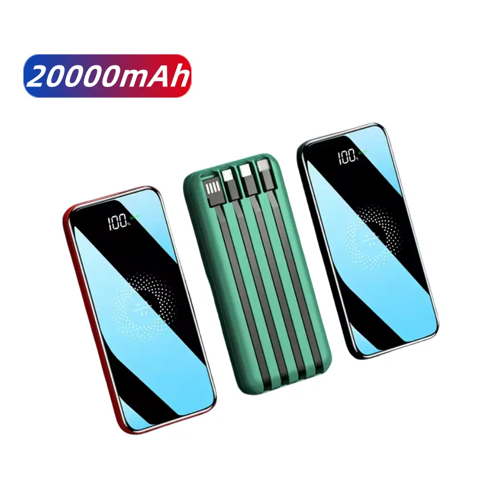 Nuovi Power Bank da 20000Mah con cavo Powerbank portatile per telefono cellulare caricabatterie da 20000Mah Wireless Power Bank