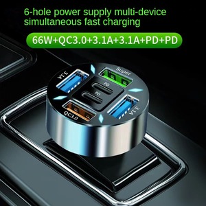 6 8 <strong>4</strong> in 1 Super Fast Car Charger <strong>Adapter</strong> With Digital Display LED Universal PD+QC3.0 Car Lighter USB Charge for IPhone Android - Product Image 2
