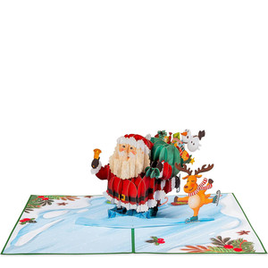 Hot bán thiệp chúc mừng 5x7 inch hải quân hình chữ nhật hình dạng thẻ <span class=keywords><strong>3D</strong></span> Pop Up <span class=keywords><strong>java</strong></span> giáng sinh xe trượt tuyết Thẻ quà tặng cho trang trí - Product Image 2