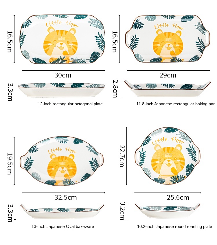Dinner Set Plate Ceramic Porcelain Floral Tiger Design Luxury Cheap Wholesale Dishes Plates Sets Dinnerware