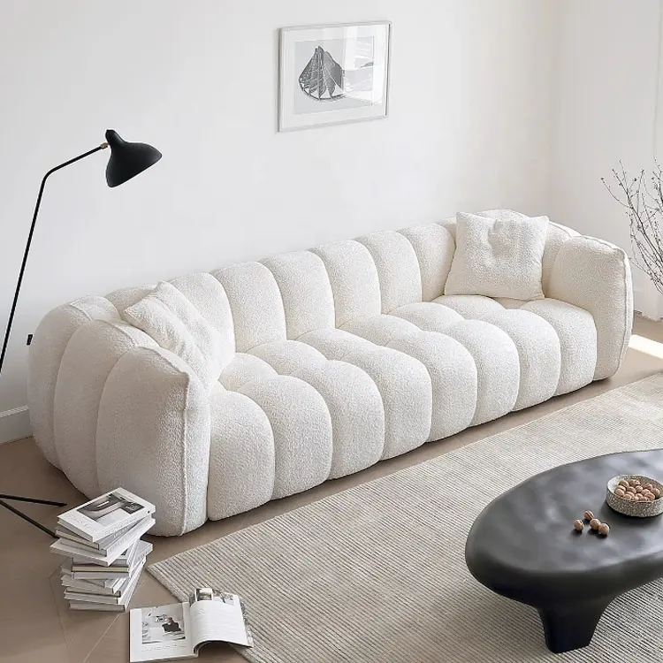 Kürbis sofa modernes minimalist isches Wohnzimmer Creme Retro geradliniges Alpaka-Stoffs ofa im französischen Stil