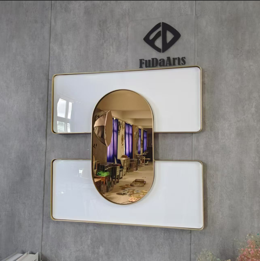 white Acrylic and gold center glass with gold frame FUDA790-40