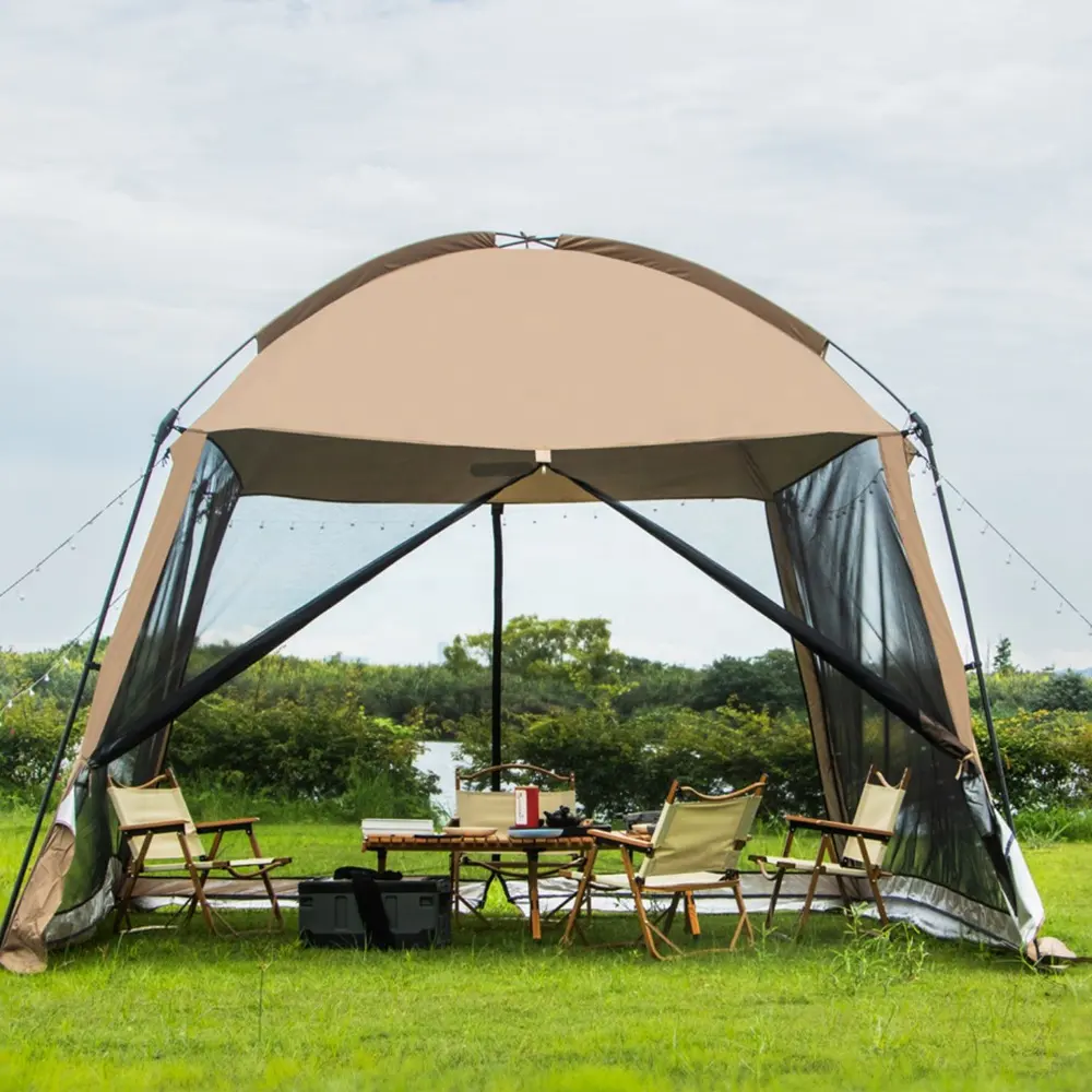 Toldo grande de malla para acampar al aire libre, tienda Gazebo, tienda de campaña con pantalla solar para 4-8 personas