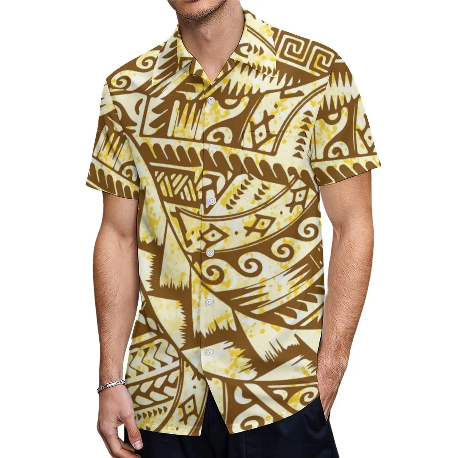Camisas de diseño Tribal polinesio personalizadas de verano 2023 con botones nuevas camisetas de playa Hip Hop Pacific Heritage Aloha