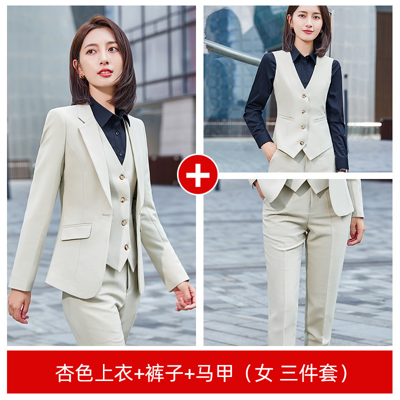 Femmes abricot blazer + gilet + pantalon