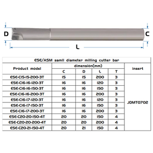 ASM/ESE CNC freze aracı çubuk işleme merkezi küçük çap freze kesicisi sağ açı aracı çubuk ForJDMT070204 karbür uçlar - Product Image 2