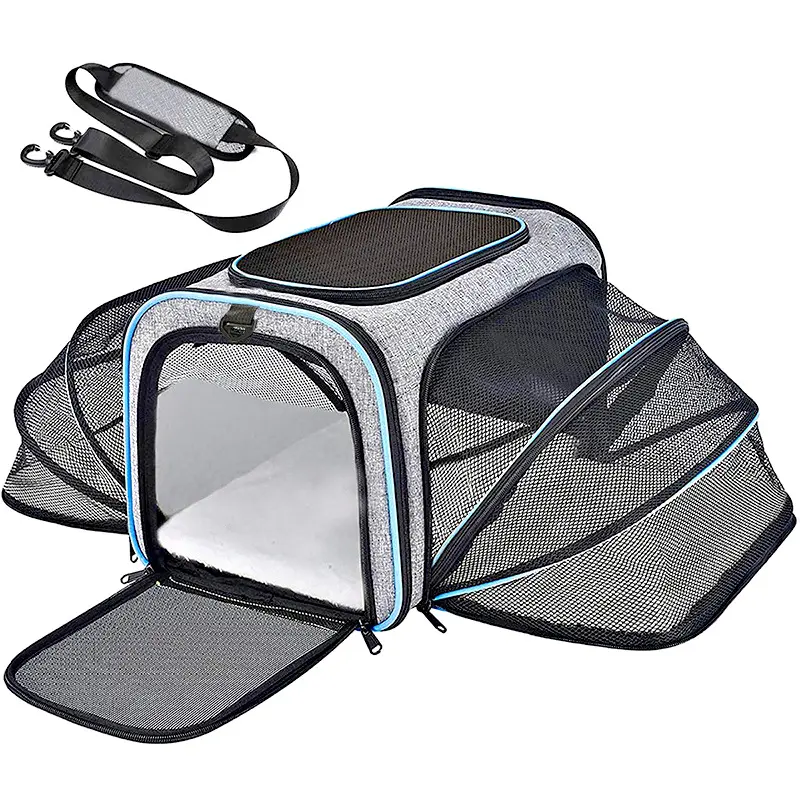4 Seiten erweiterbare Haustier träger Haustier Reisetasche für Katze Hund Atmungsaktive Mesh Pet Carrier Bag