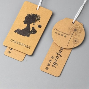 Recyclable Kraft Paper Swing <strong>Tags</strong>, <strong>Custom</strong> Logo Printing with <strong>String</strong> for Fashion Garments - Product Image 2