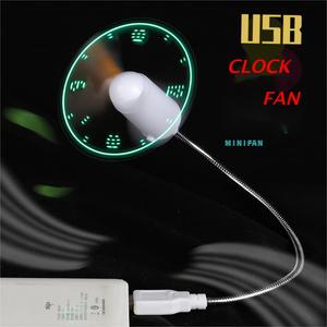 ミニUSB充電時計テーブルファンメッセージLED冷却ファンプログラム可能なカスタムメッセージファンプロモーションギフト - Product Image 1