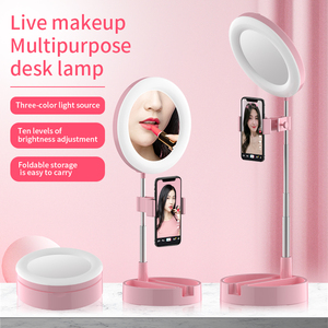 Amazon sıcak satıcı USB işık özçekim Video lambası katlanabilir dolgu ışık karartma <span class=keywords><strong>LED</strong></span> dolgu lambası telefon klibi ile ayna Selfie halka ışık