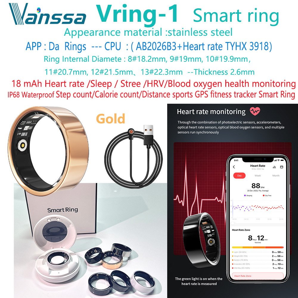 Anillo inteligente dorado Vanssa-Vring-1-salud-sueño-deporte-fitness
