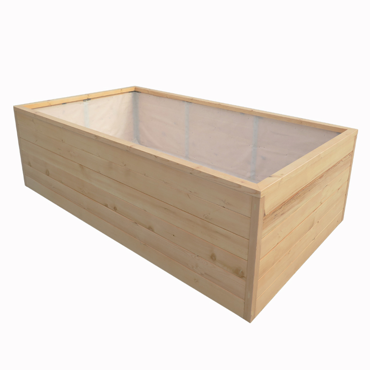 Public Decorative Garden furniture Stainless steel with solid pine wood Large Vegetable Planter pot Customized manufacturer