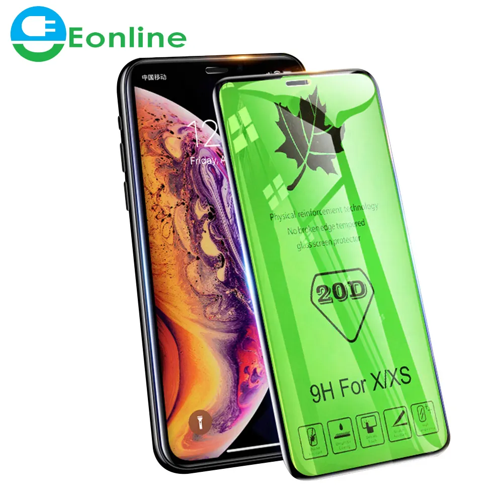 Eonline Kaca Pelindung untuk iPhone 6 6 S 7 Plus XR X XS I11 20D Melengkung Penuh Cakupan Tempered kaca Pelindung Layar